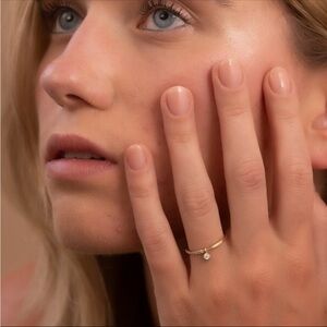 14k Solid Gold Dainty Charm Dangle Ring